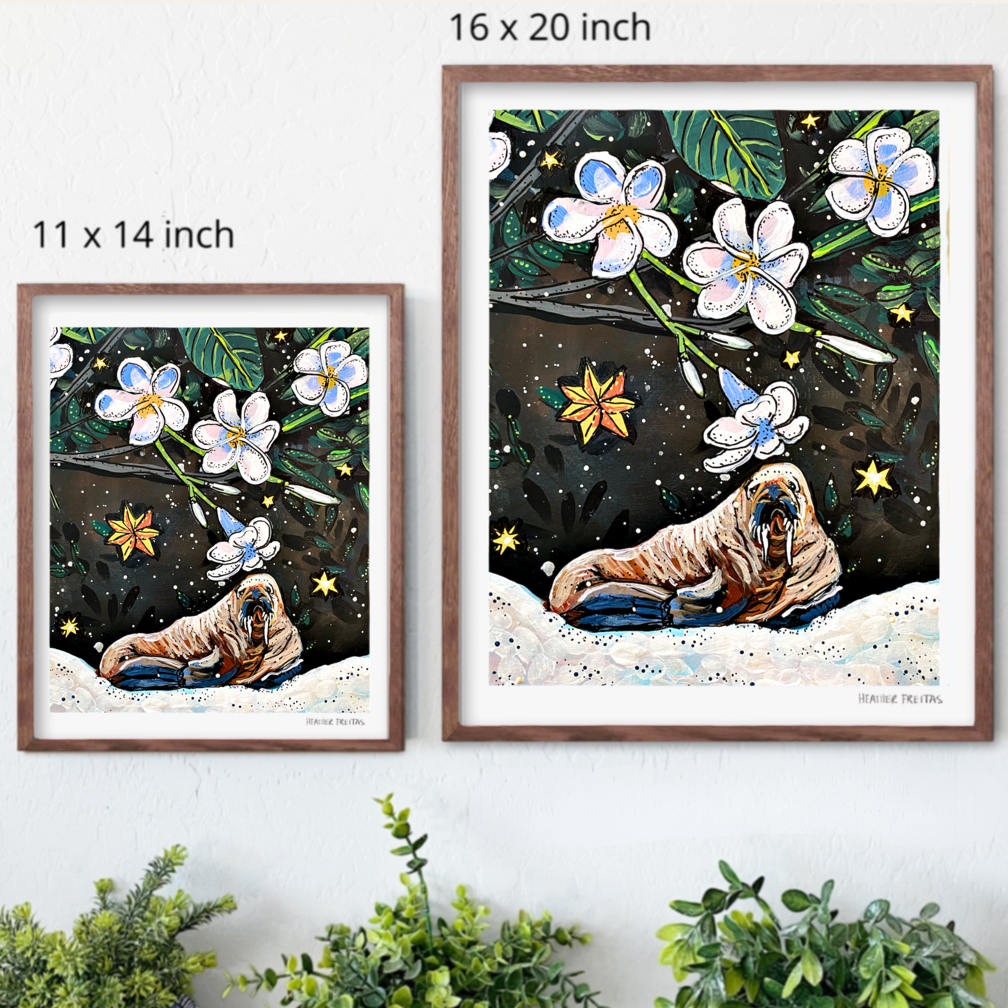 Walrus Plumeria Hand Signed Fine Art Print