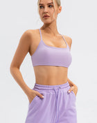 Crisscross Spaghetti Strappy Sports Bra (5 colors) Lilac Trendsi