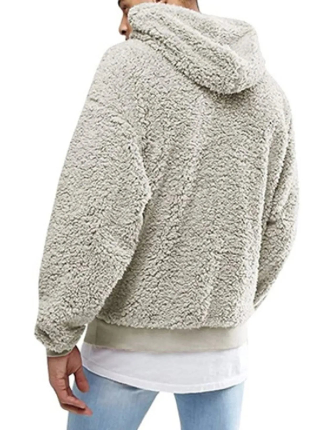 Men's Drawstring Sherpa Fleece Hoodie Trendsi