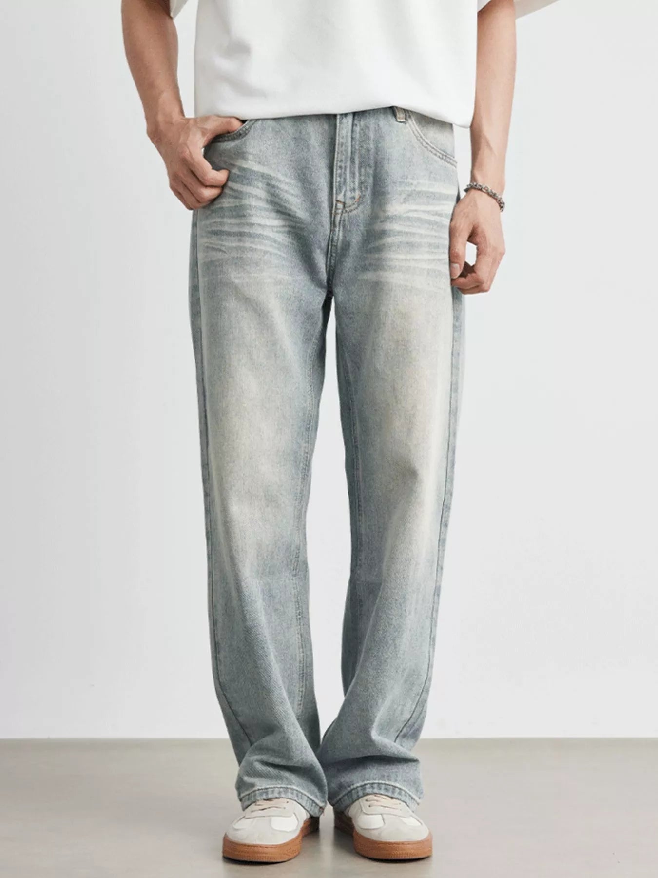 Men's Light wash Loose Fit Jeans Jeans Trendsi