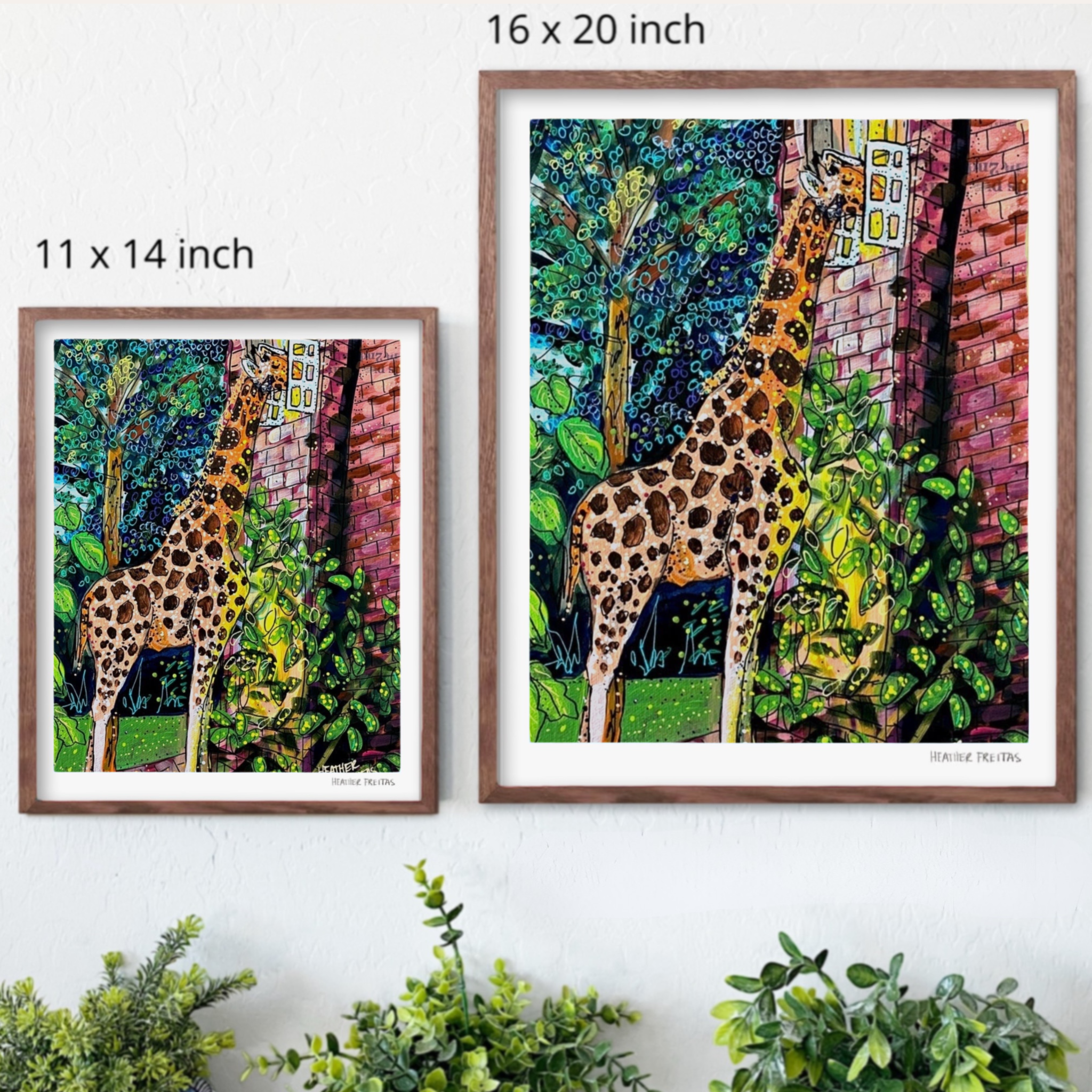 Twilight Snack Giraffe Hand Signed Fine Art Print
