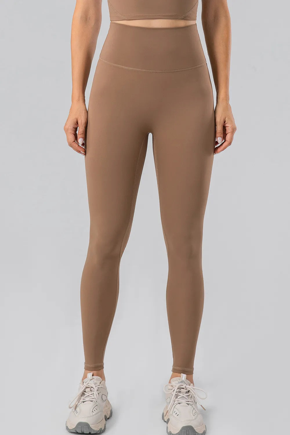 Lulu Dupe High Waist Wide Waistband Leggings (Nylon & Spandex) no front seam Trendsi