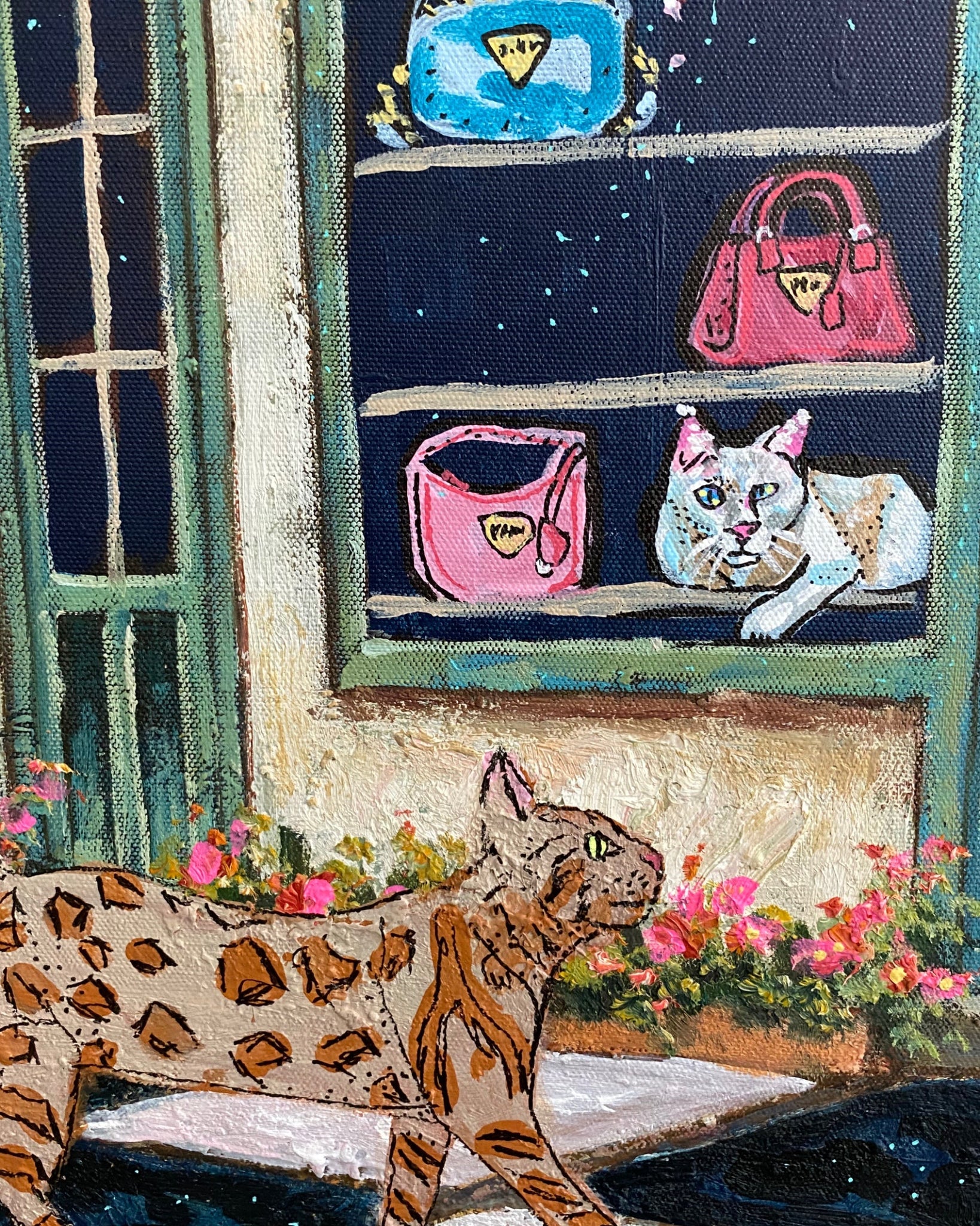 Crazy Cat Lady Club ( Original Painting - Painted Thrifted Painting )
