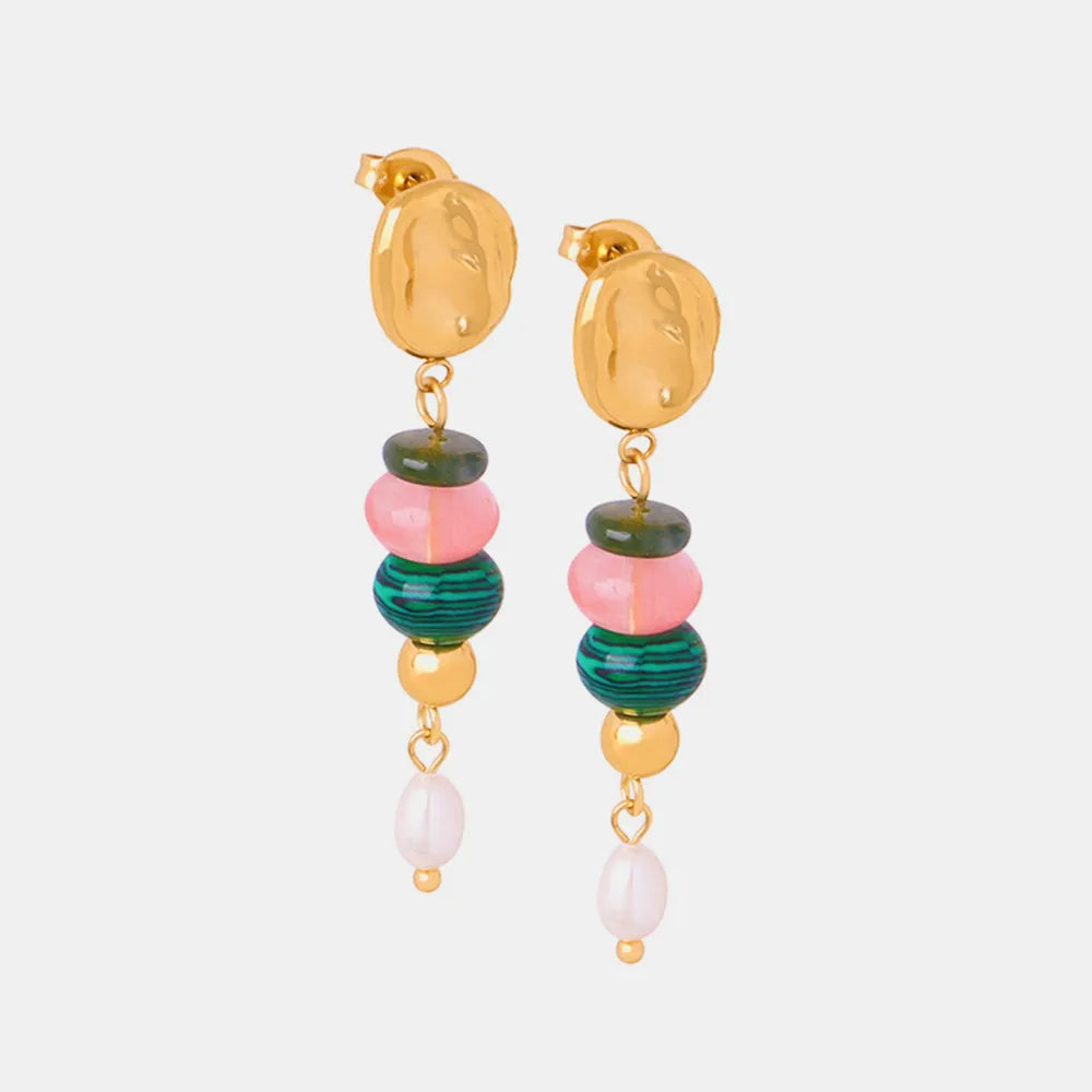 Freshwater Pearl & Natural Stone Dangle Earrings Earrings Trendsi