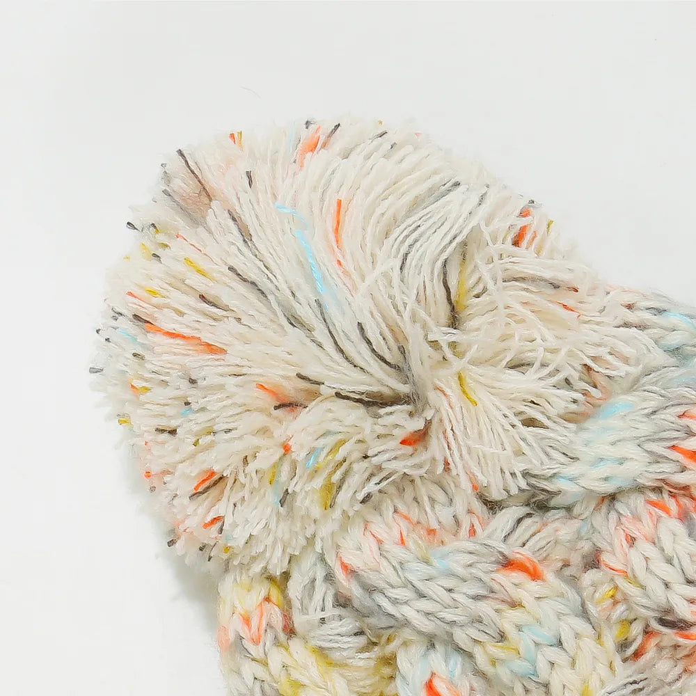Contrast Cable-Knit Hat with Pompom Trendsi