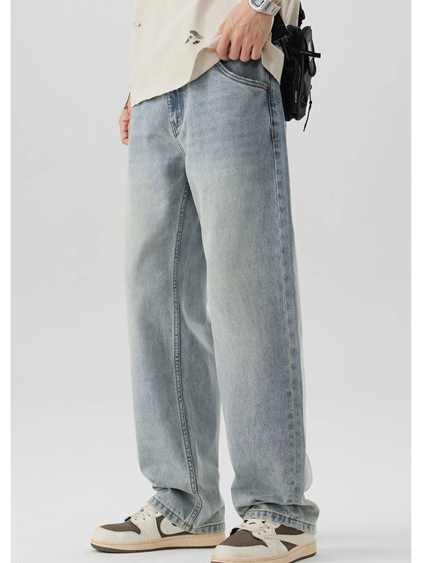 Men's Wash Wide Leg Jeans Trendsi