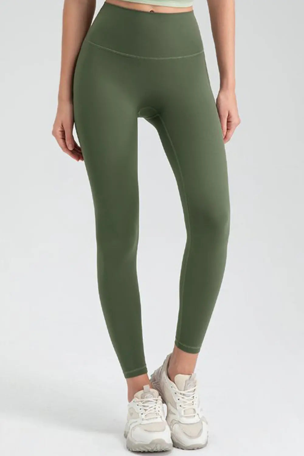 Wide Waistband High Waist Sport Leggings Green Trendsi