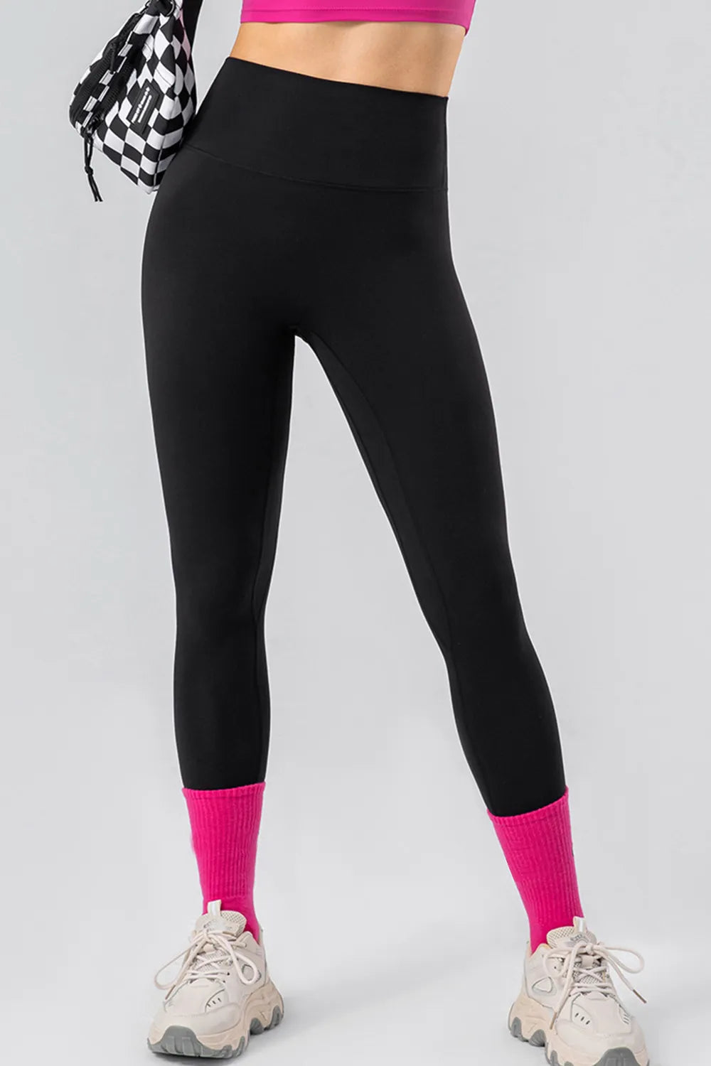 Lulu Dupe High Waist Wide Waistband Leggings (Nylon & Spandex) no front seam Trendsi