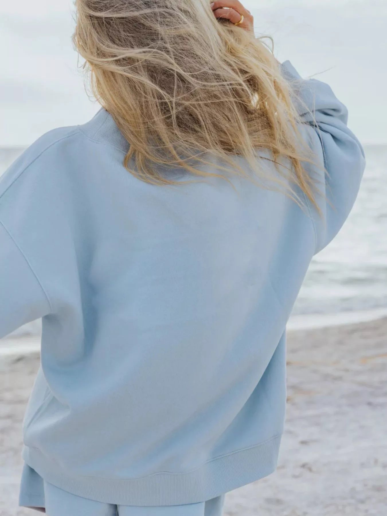 Relaxed Fit Round Neck Sweatshirt and Shorts Set Trendsi