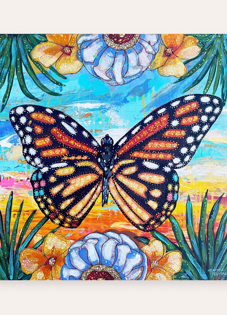 Tropical Monarch Bloom Butterfly ( Original Painting )