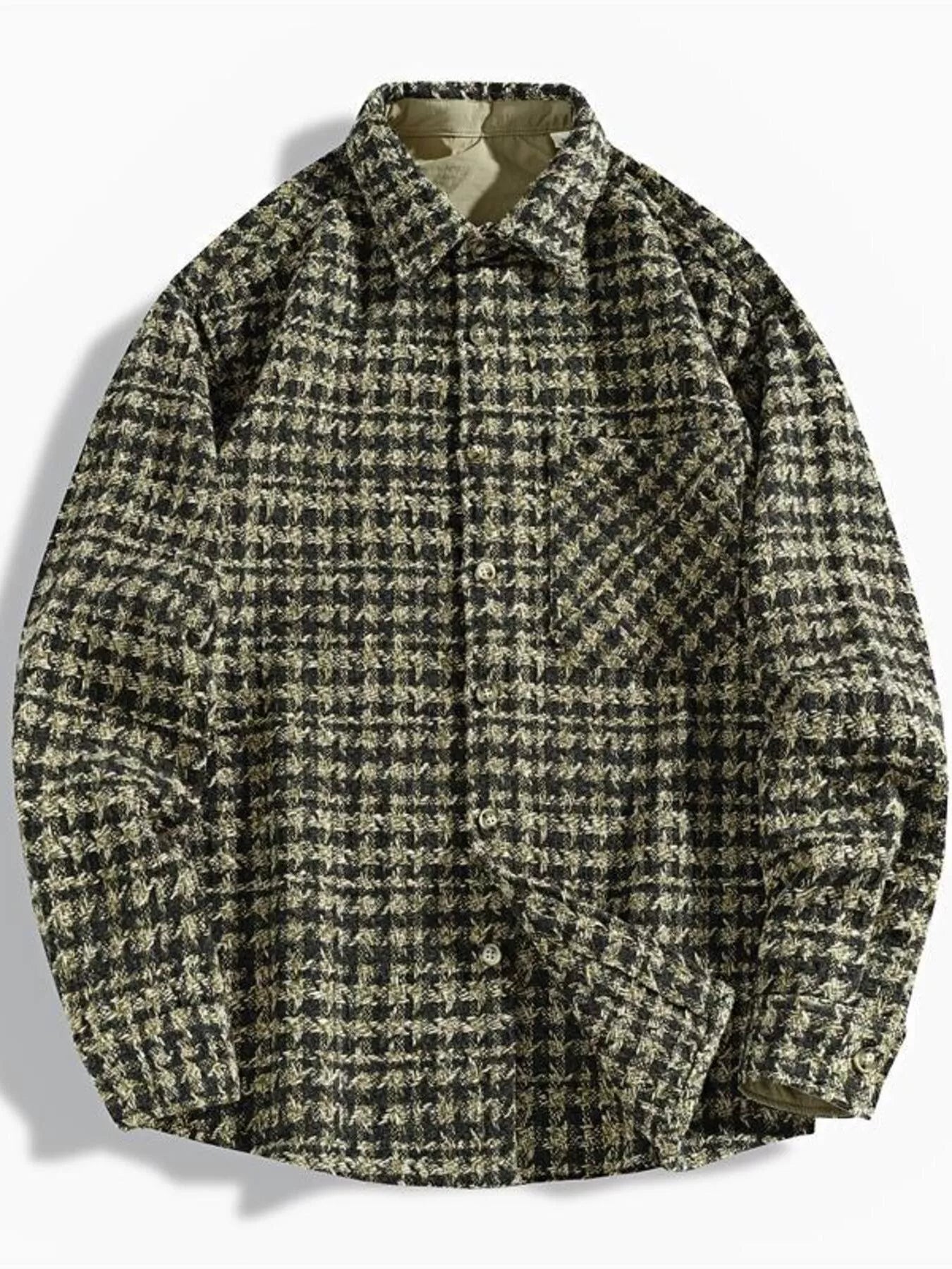 Mens Lattice Pattern Cotton Blend Shacket overshirt Trendsi