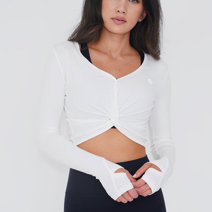 I Release Doubt Buttery Soft White Long Sleeve Crop Top