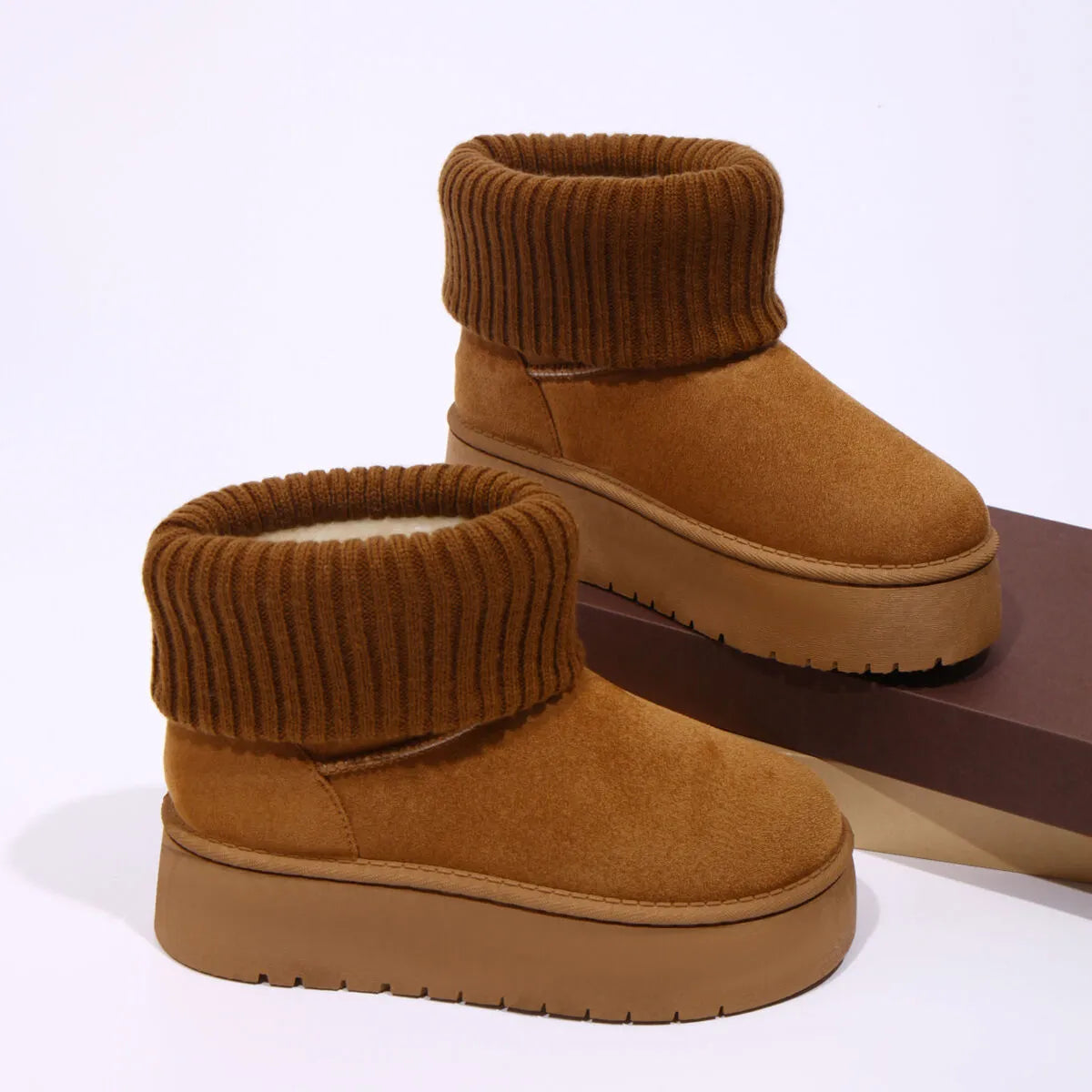 Round Toe Platform Slipper Boots Trendsi