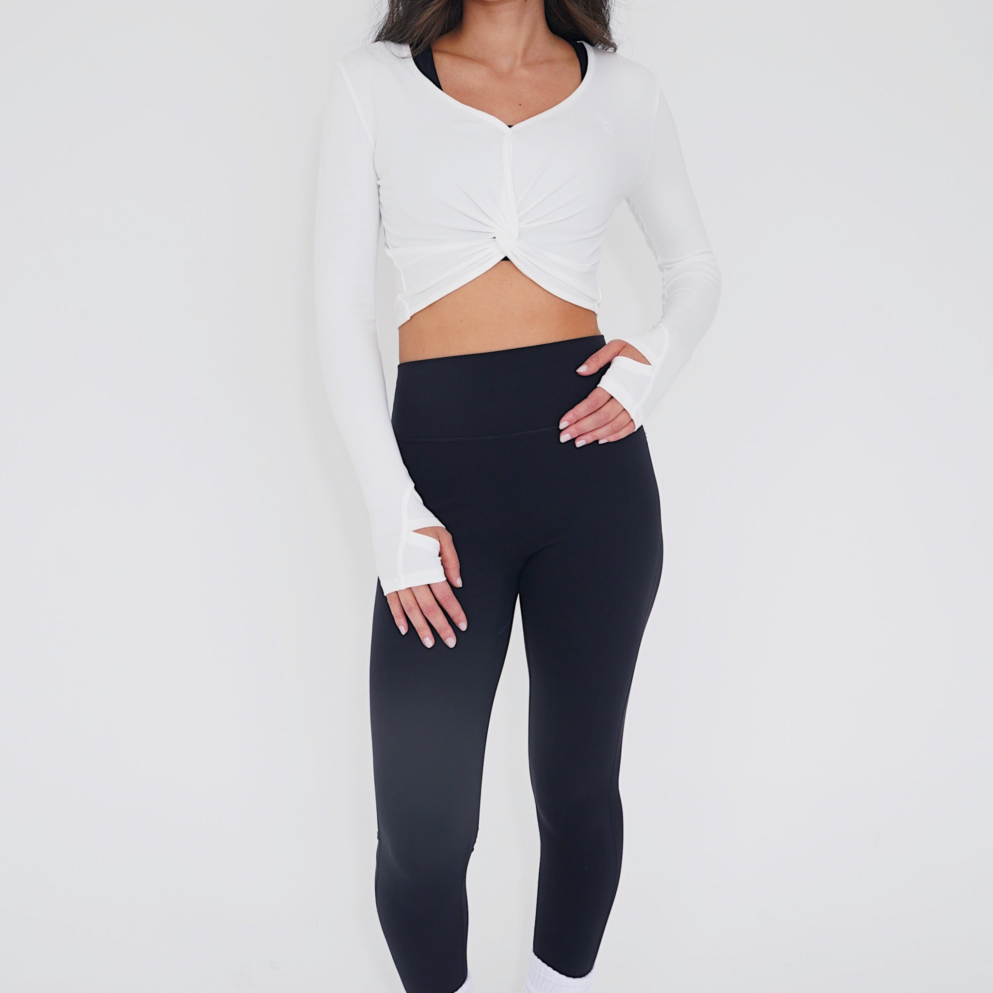 I Release Doubt Buttery Soft White Long Sleeve Crop Top Tops KIMITH BRAND