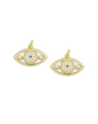 CZ White Pearl Gold Evil Eye Charm, Sku#Y935