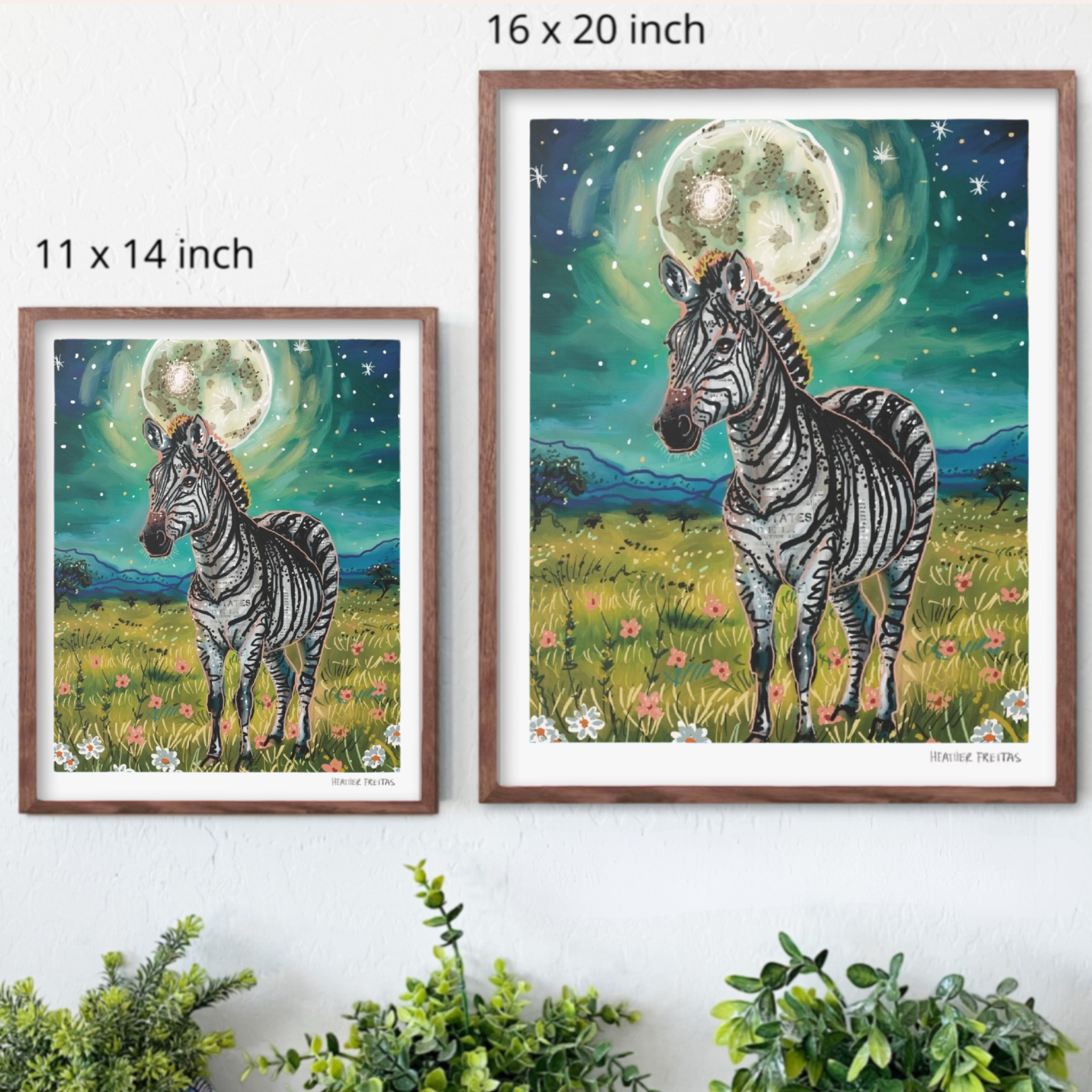 Floral Zebra Hand Signed Fine Art Print