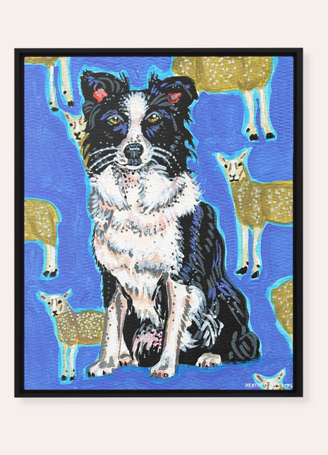 Boarder Collie Framed Fine Art Canvas Print