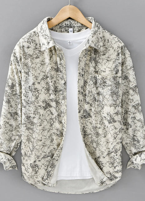 Apricot Pattern Button Up Long Sleeve 3XL shirts Trendsi