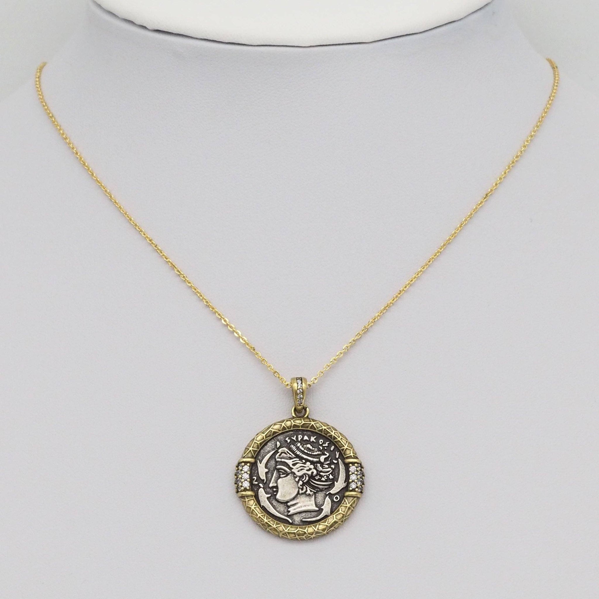Double-Sided Antique Ancient Greek Coin Charm, Sku#Y886