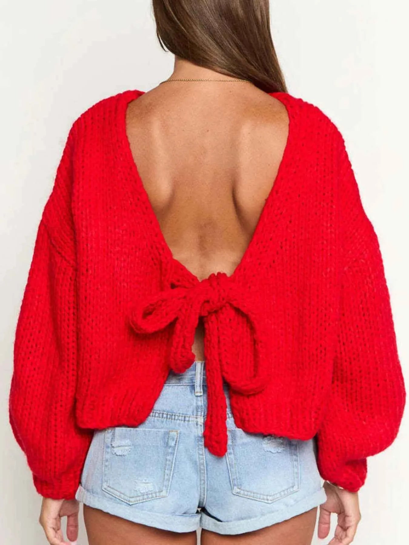 Tied Drop Shoulder Cardigan Knitwear Trendsi