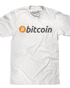 Bitcoin Cryptocurrency Logo T-Shirt - White mens tee Tee Luv