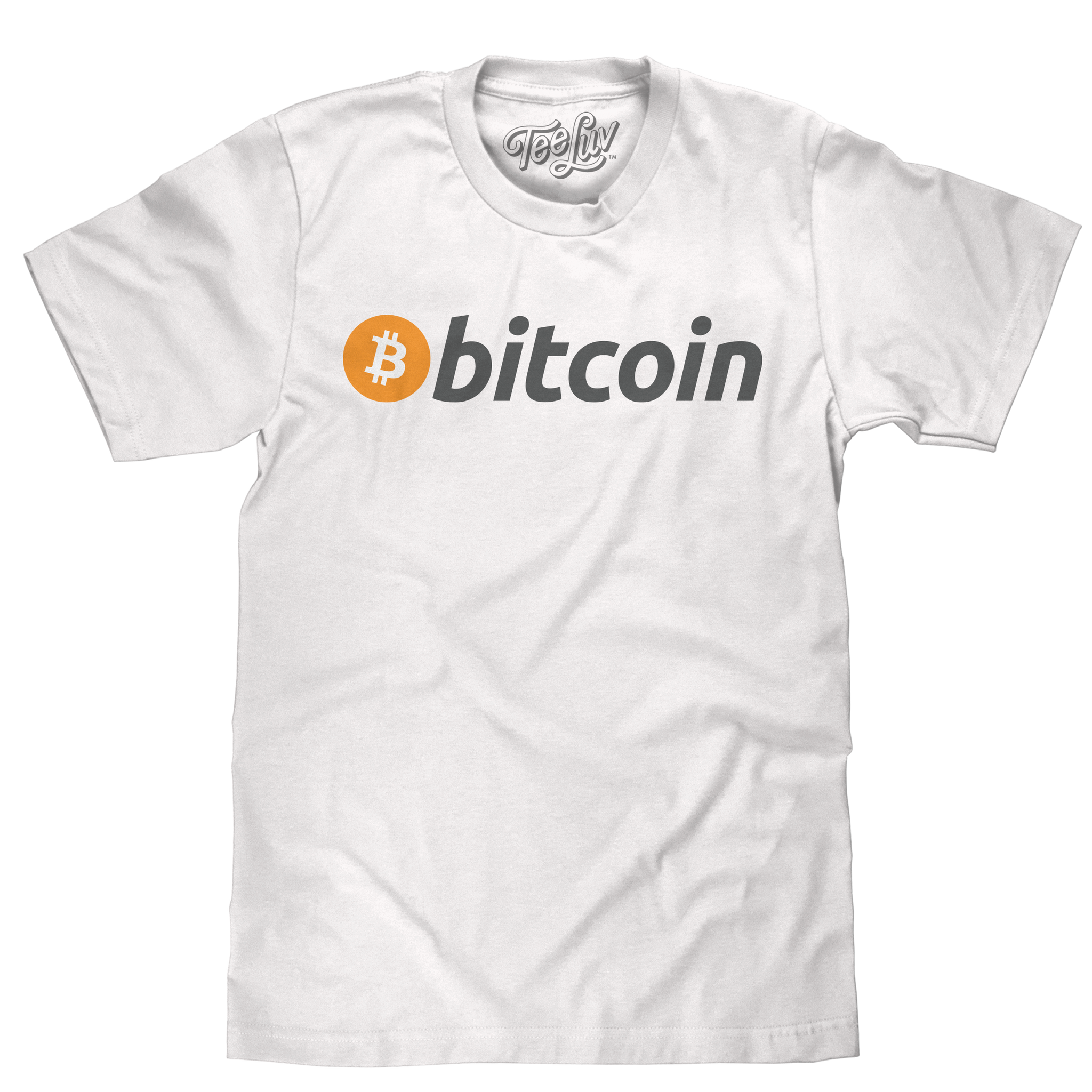 Bitcoin Cryptocurrency Logo T-Shirt - White mens tee Tee Luv