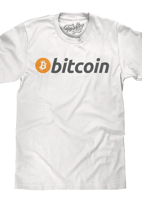 Bitcoin Cryptocurrency Logo T-Shirt - White mens tee Tee Luv
