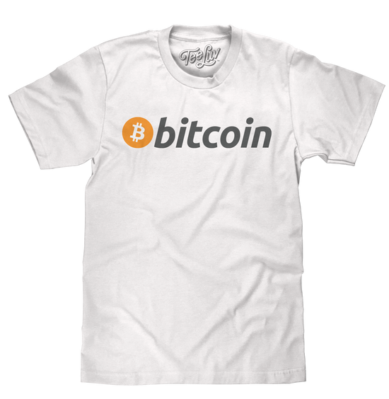 Bitcoin Cryptocurrency Logo T-Shirt - White mens tee Tee Luv