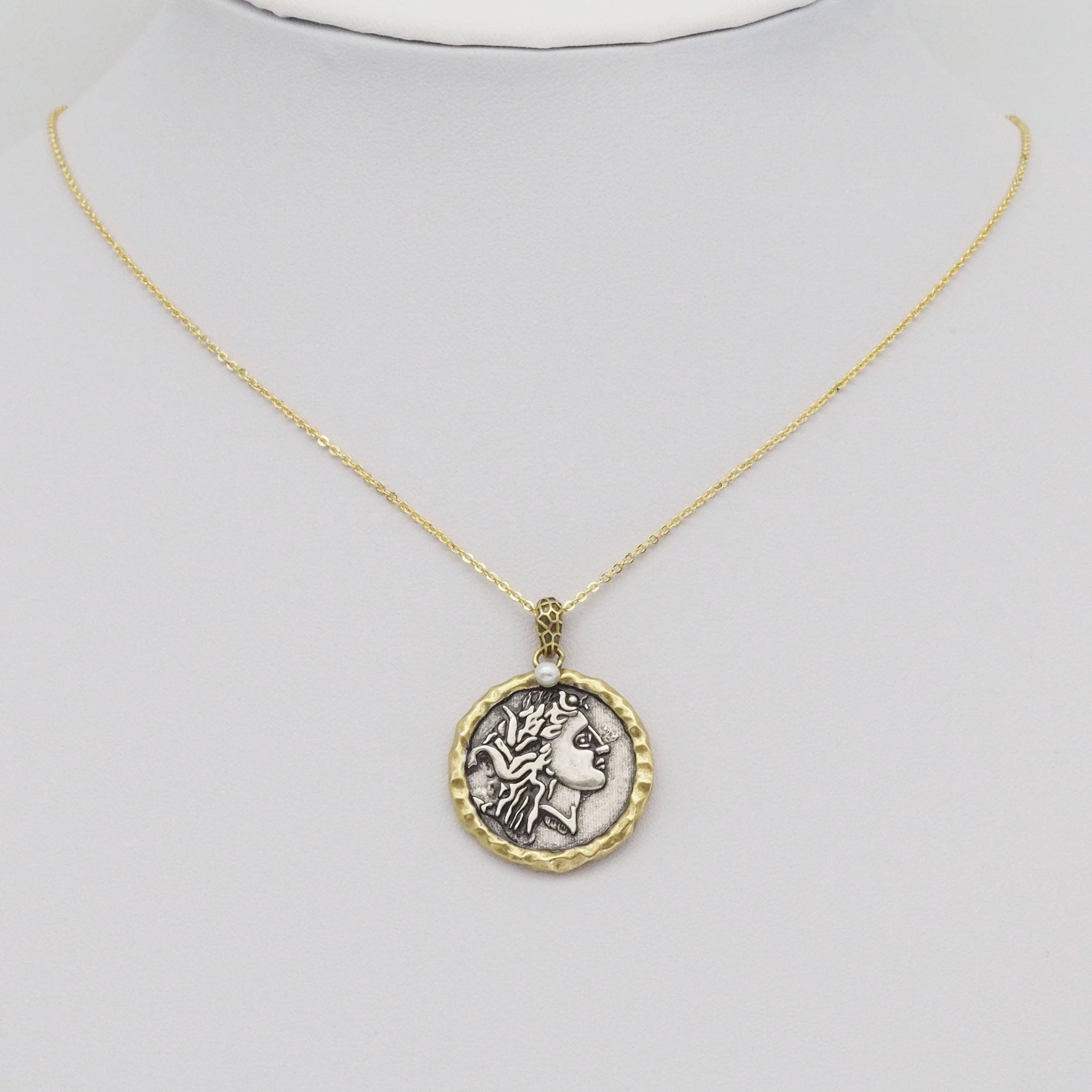 Double-sided Antique Ancient Coin Charm, Sku#Y887
