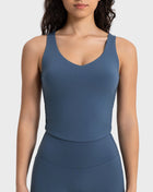 Millennia Cropped Sport Tank Peacock Blue Trendsi