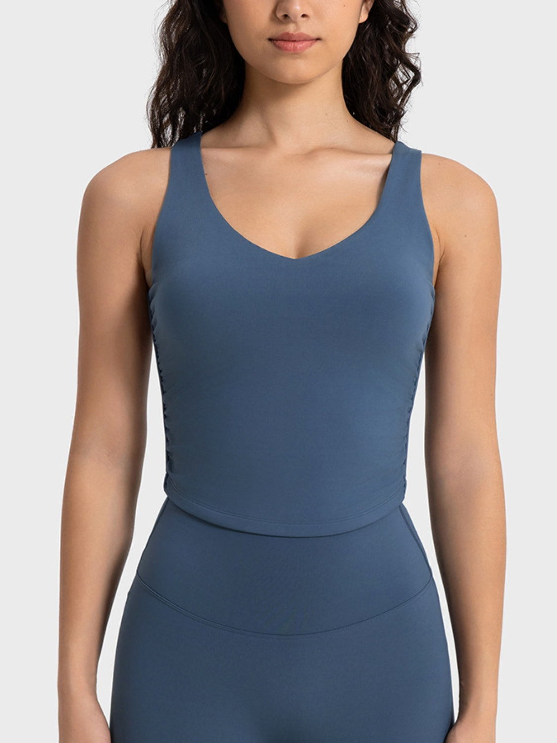 Millennia Cropped Sport Tank Peacock Blue Trendsi