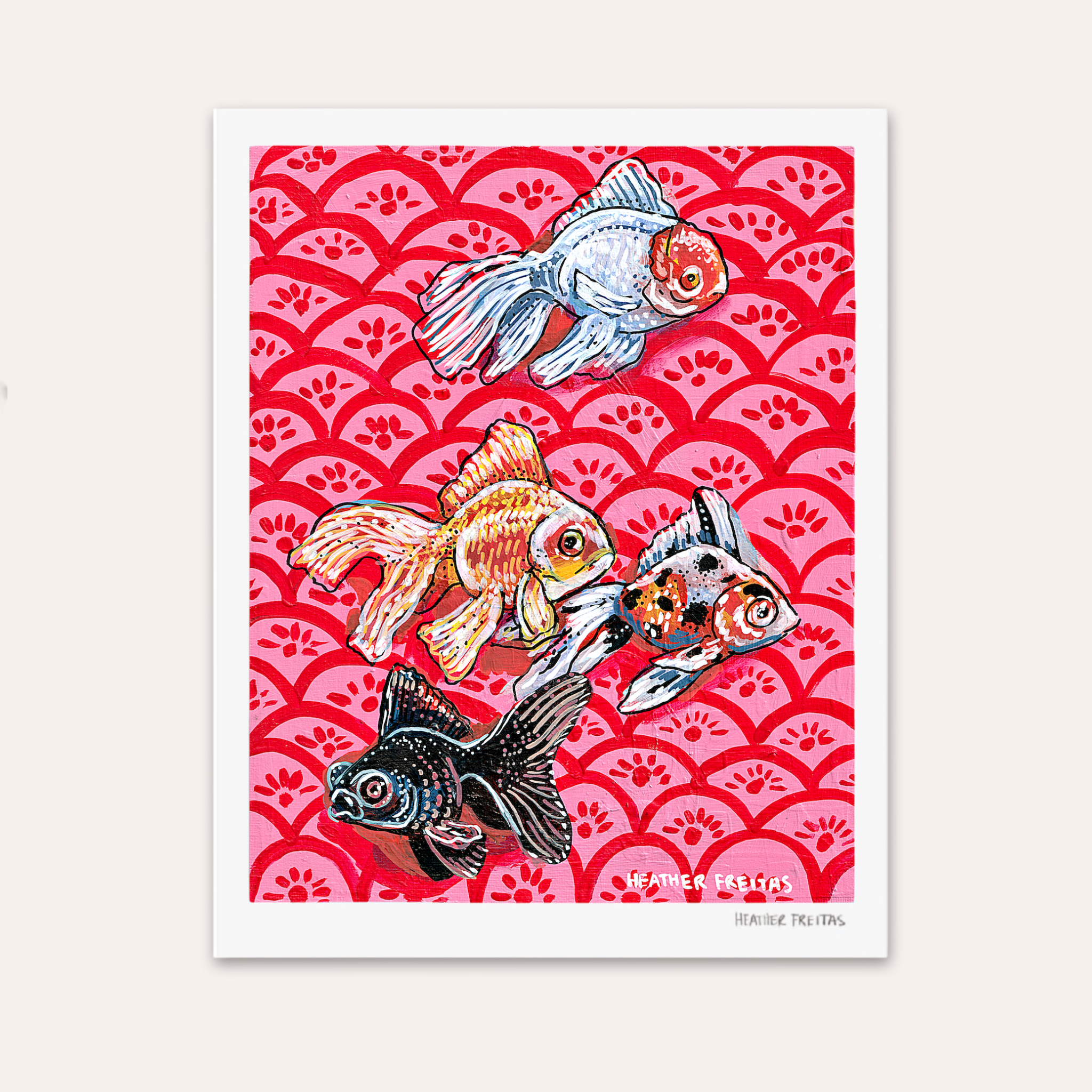 Bubbles & Bloom Goldfish Hand Signed Fine Art Print