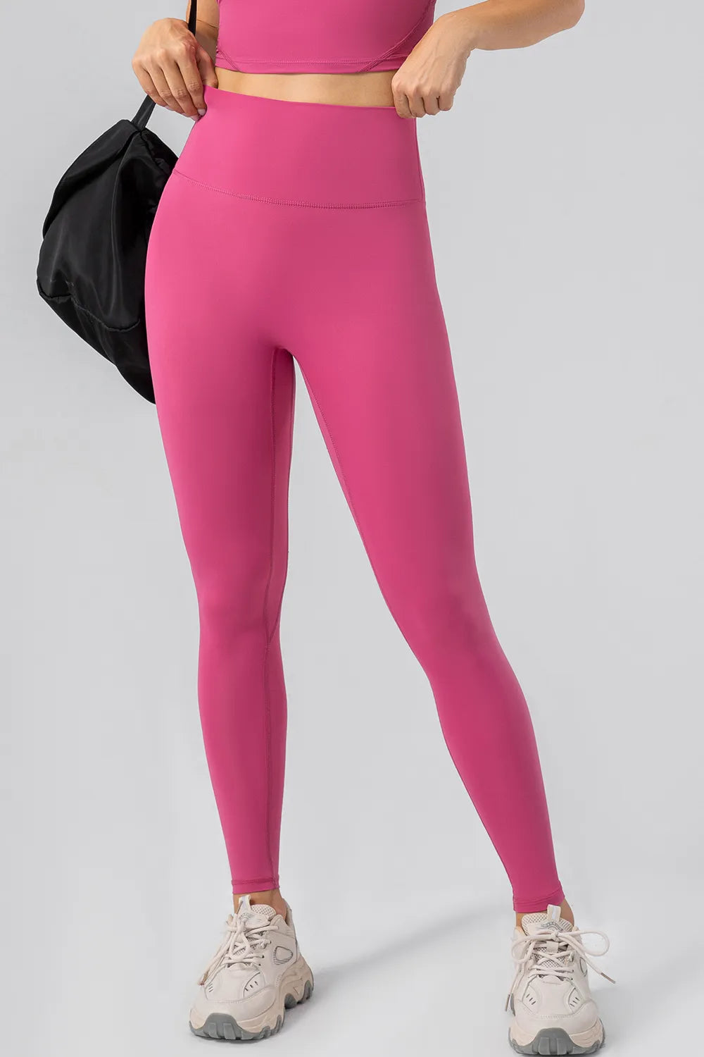 Lulu Dupe High Waist Wide Waistband Leggings (Nylon & Spandex) no front seam Trendsi