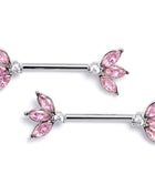 14G 9/16 Pink Gem Fashion Fan Mini Barbell Nipple Ring Set