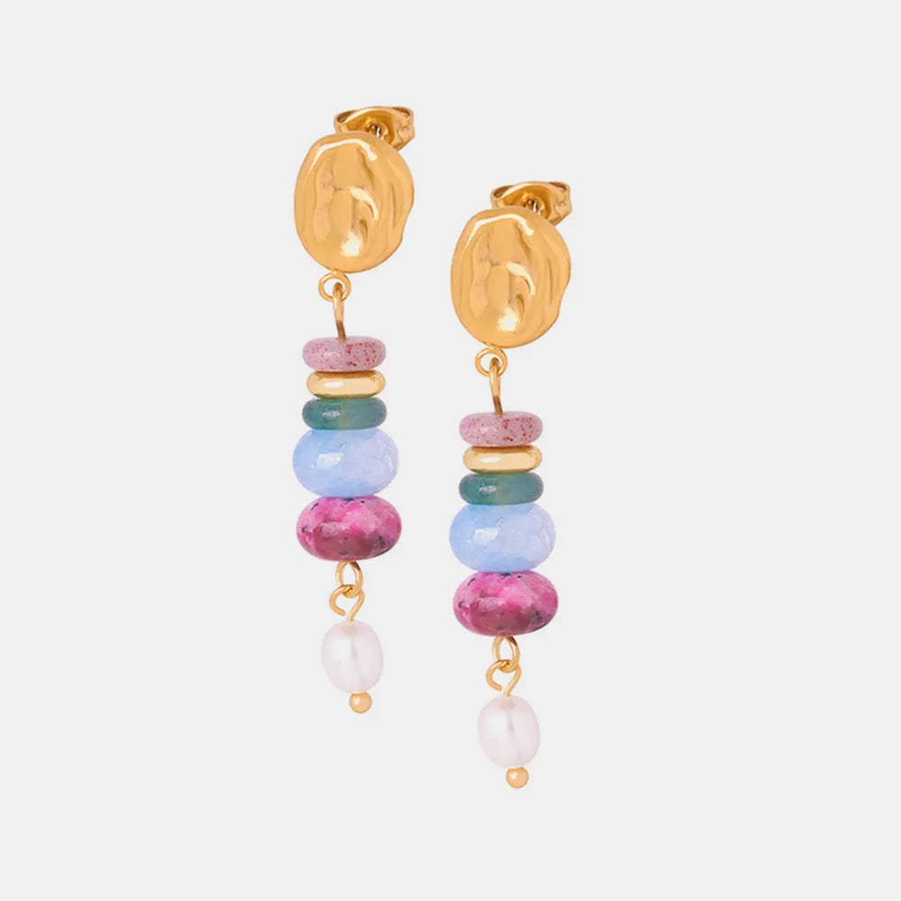 Freshwater Pearl & Natural Stone Dangle Earrings Earrings Trendsi