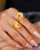 18K Gold-Plated Twisted Statement Ring 8 Trendsi