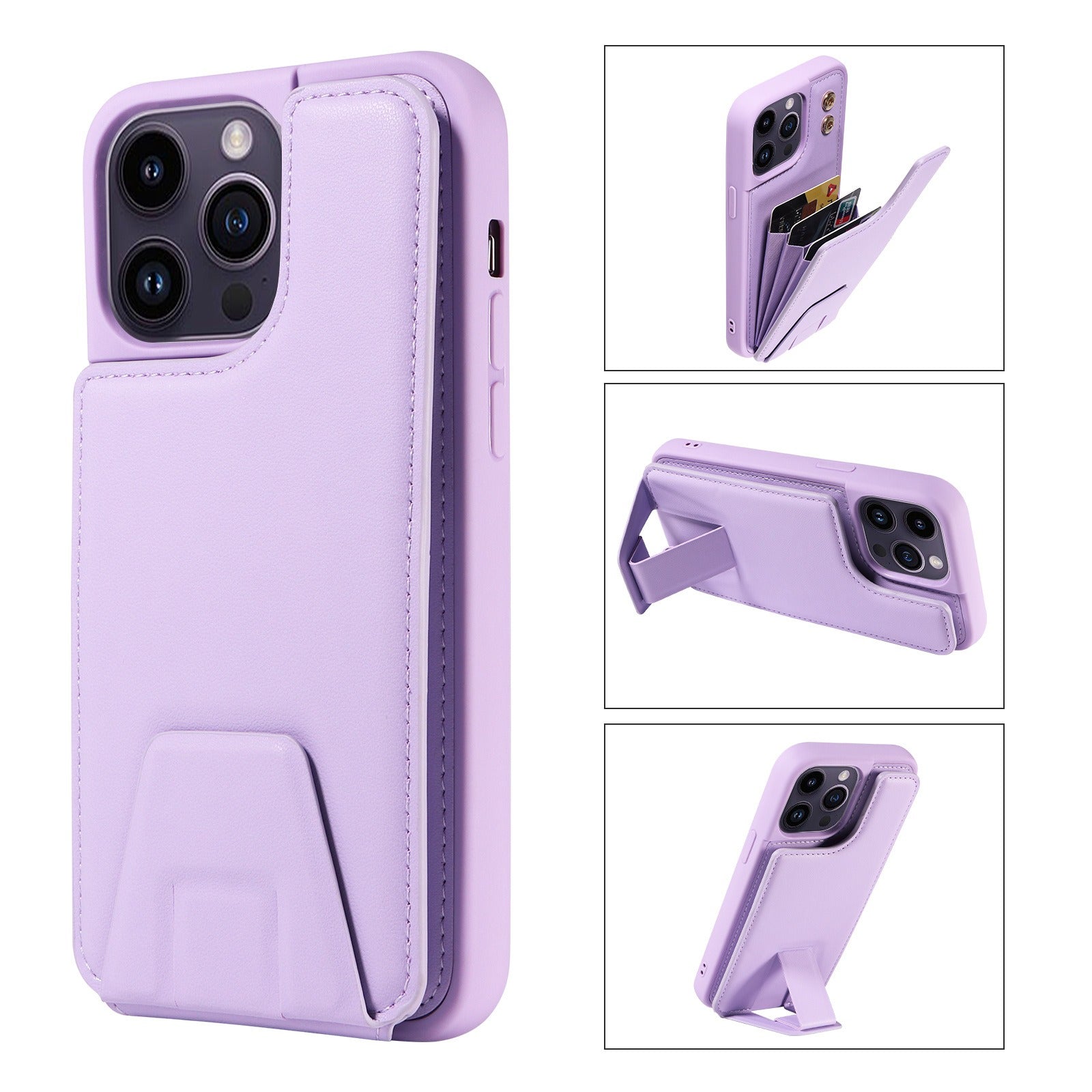 Slim PU Leather Accordion Wallet iPhone Case with Vertical Kickstand Purple iPhone Case V.I.P Digital Presence