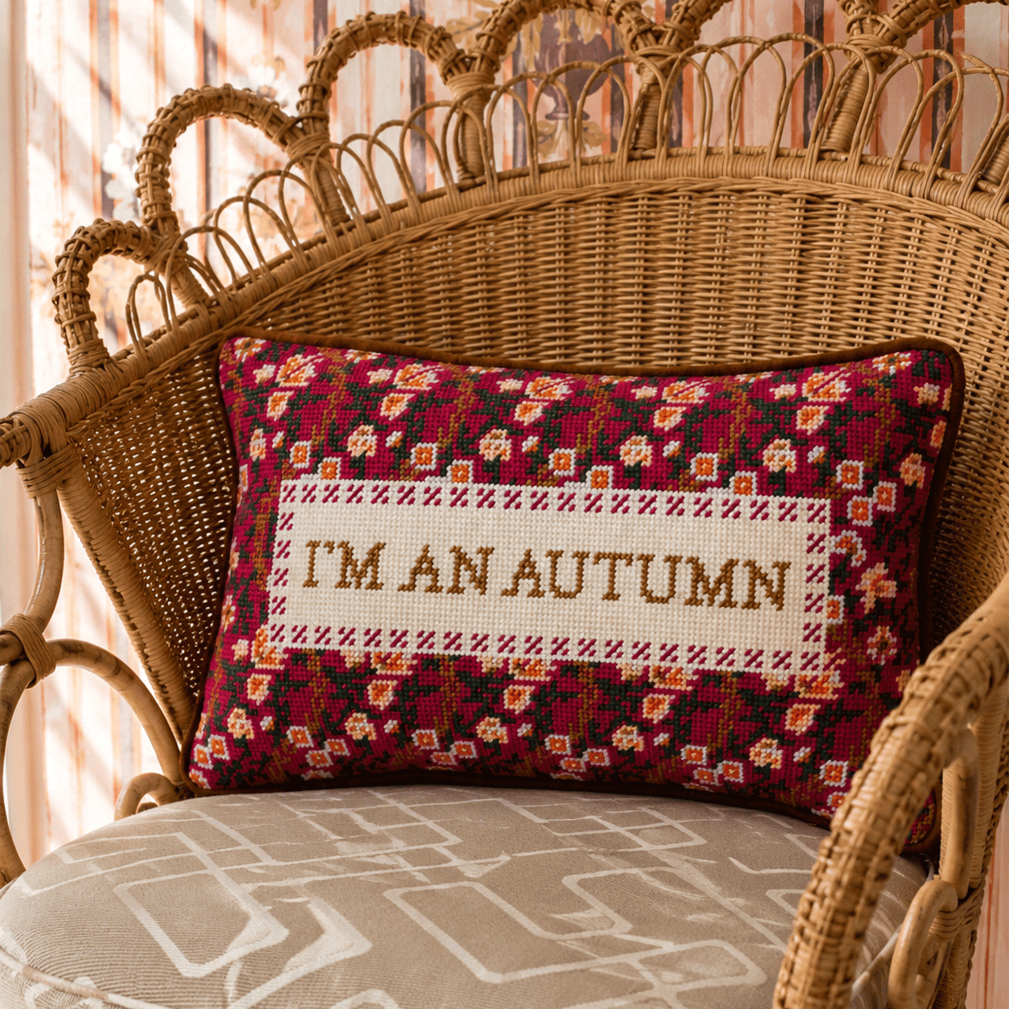 I'm An Autumn Needlepoint Pillow