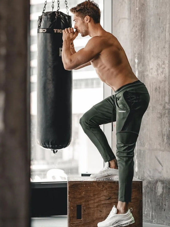 Men's Drawstring Active Pants Army Green Trendsi