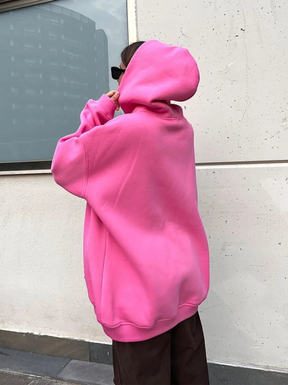 The Oversized Kangaroo Pocket Hoodie Loungwear Trendsi