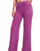 Zenana Soft Brushed Hacci Pants LT PLUM Trendsi