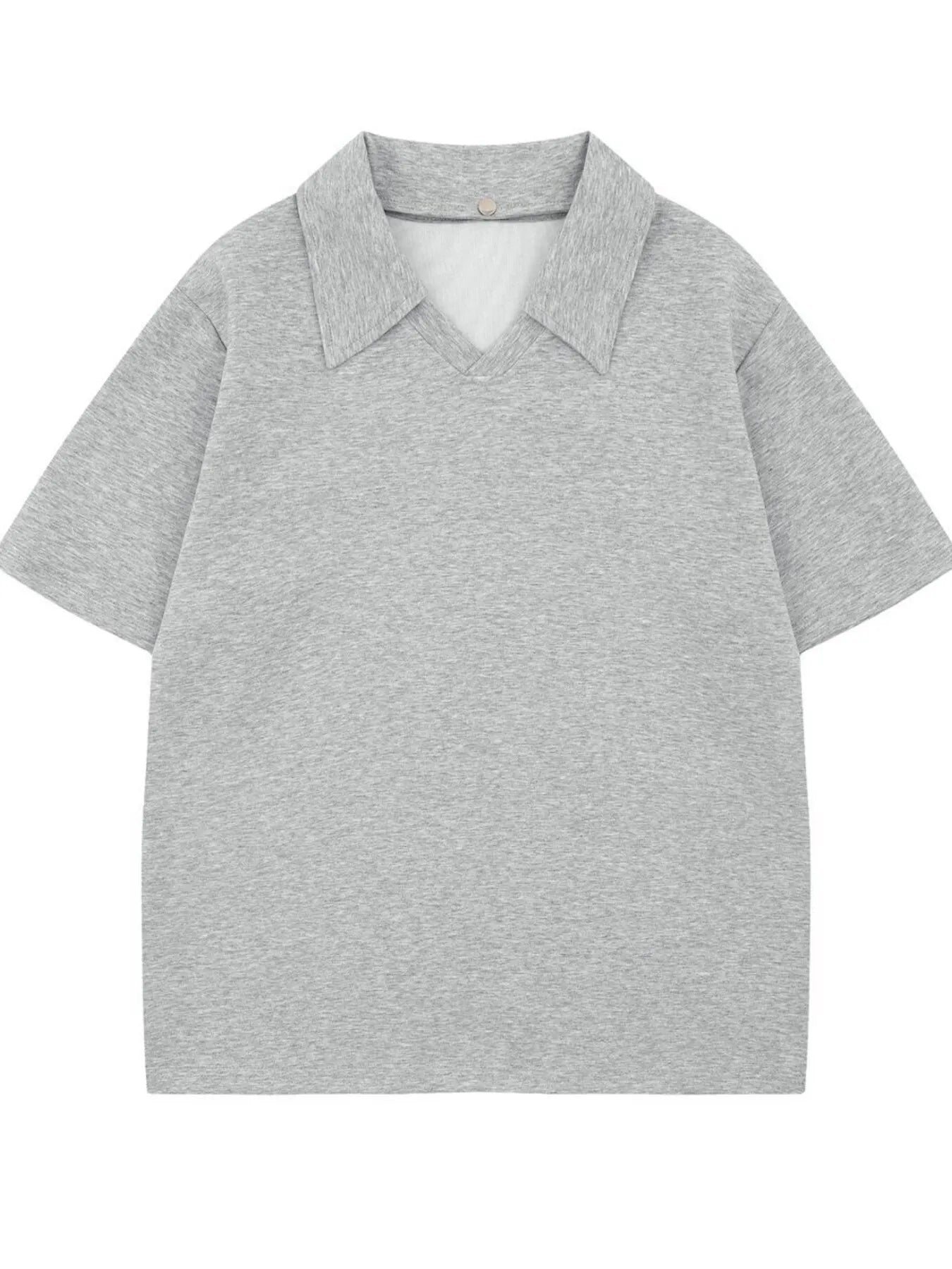 Mens Detachable Collar Comfy Polo Gray shirts Trendsi