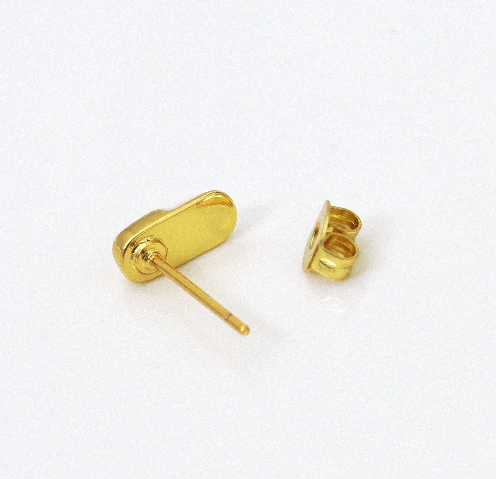 CZ White Enamel Pill Stud Earrings, Sku#Y720
