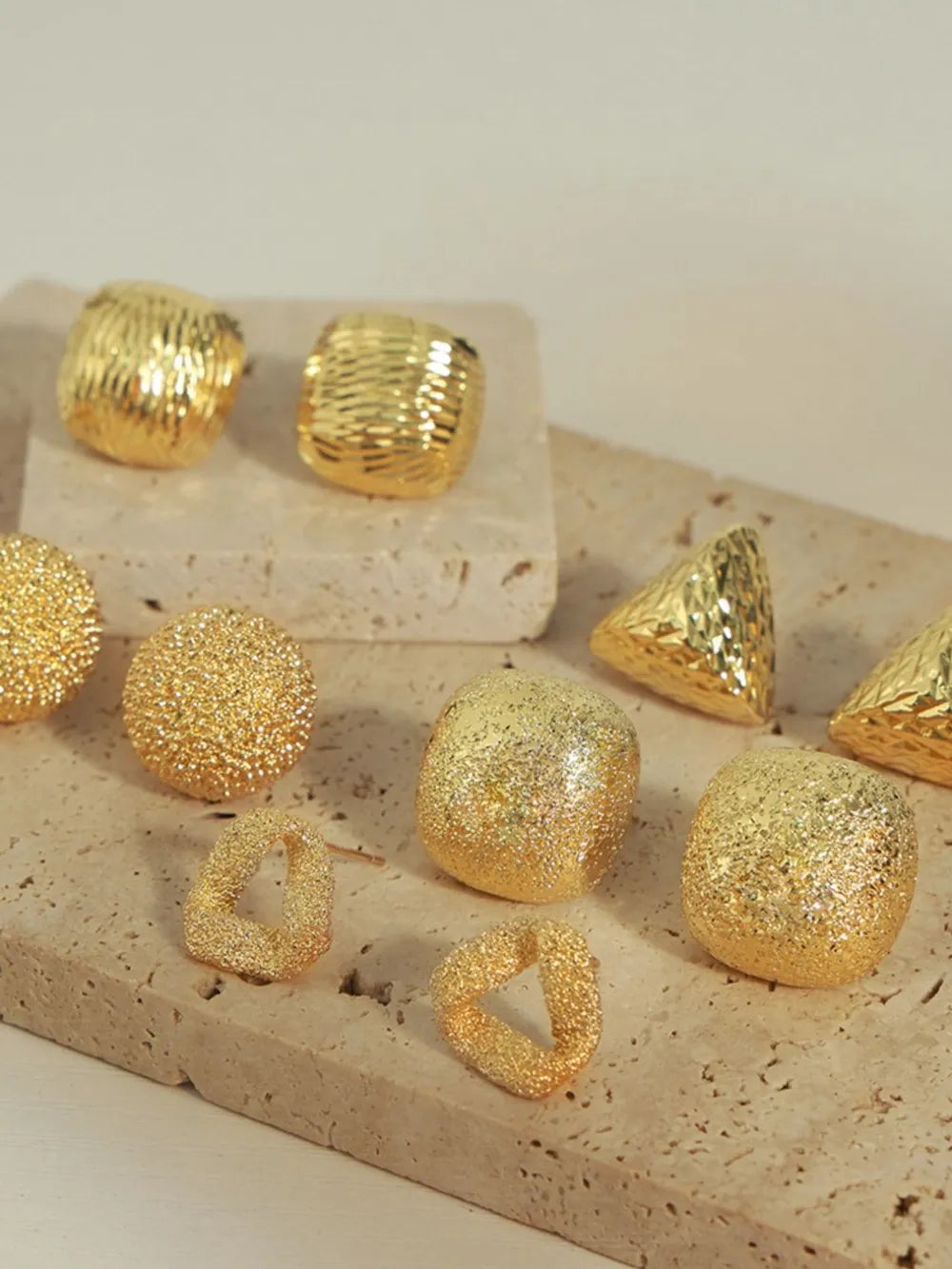 Gold-Plated Geometric Stud Earrings (4 styles) Trendsi