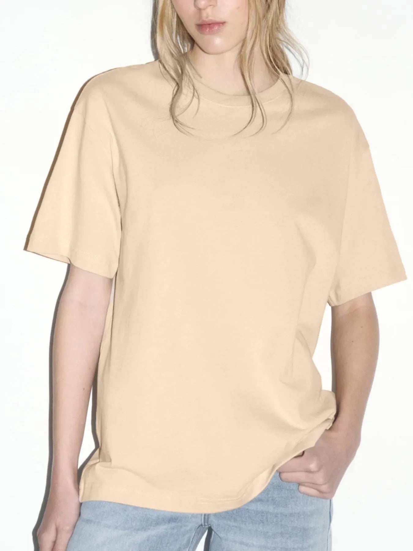 Oversized Drop Sleeve Tee Tan Trendsi