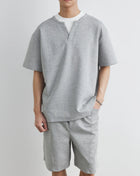 Mens Half Sleeve Top & Shorts Set Light Gray Loungewear Trendsi