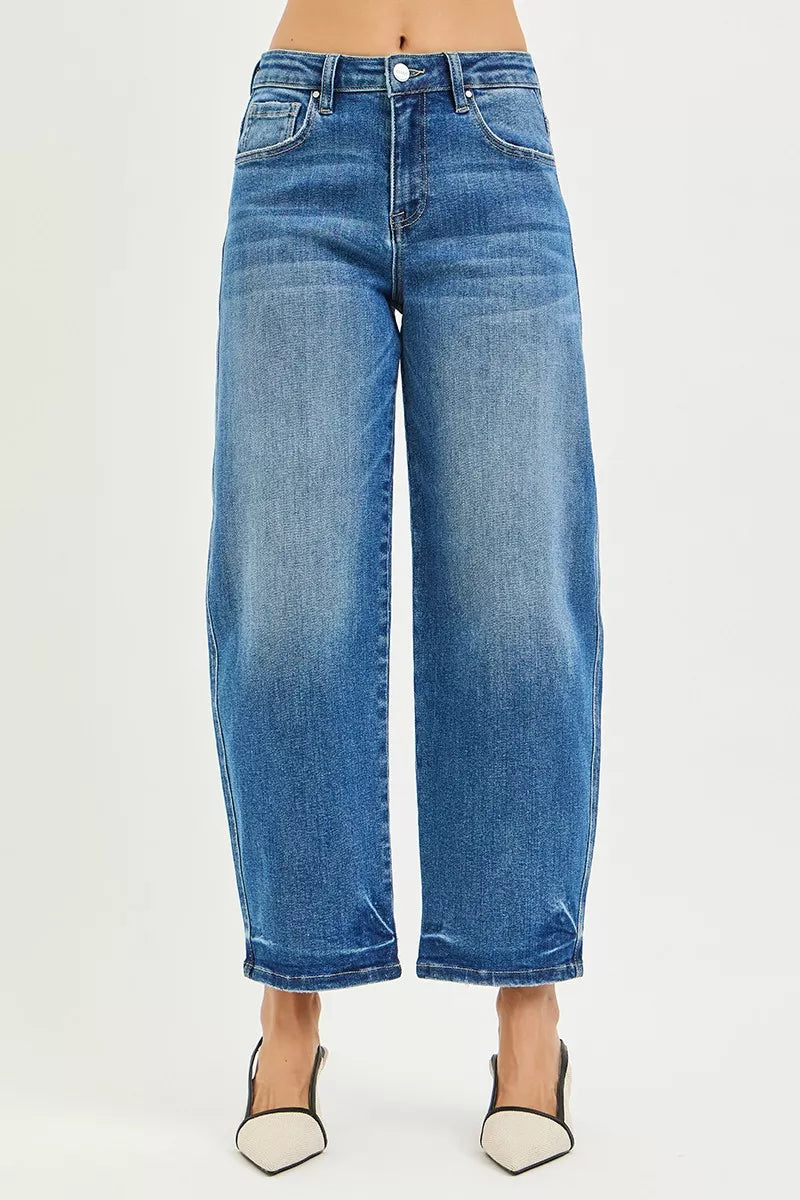 Slouchy Ankle Length Barrel Jeans Jeans Trendsi