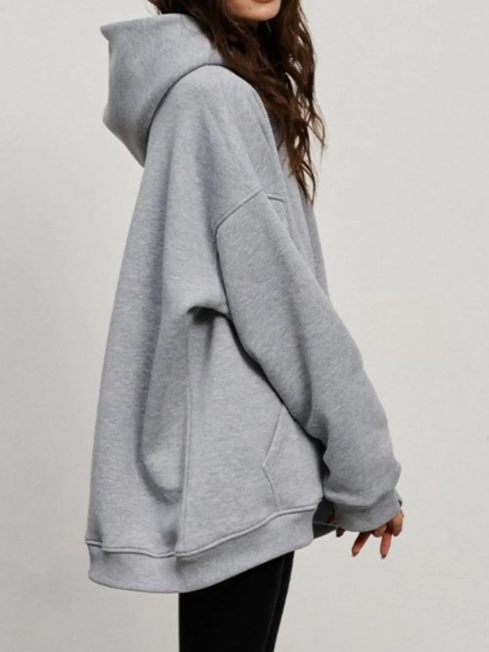 The Oversized Kangaroo Pocket Hoodie Loungwear Trendsi