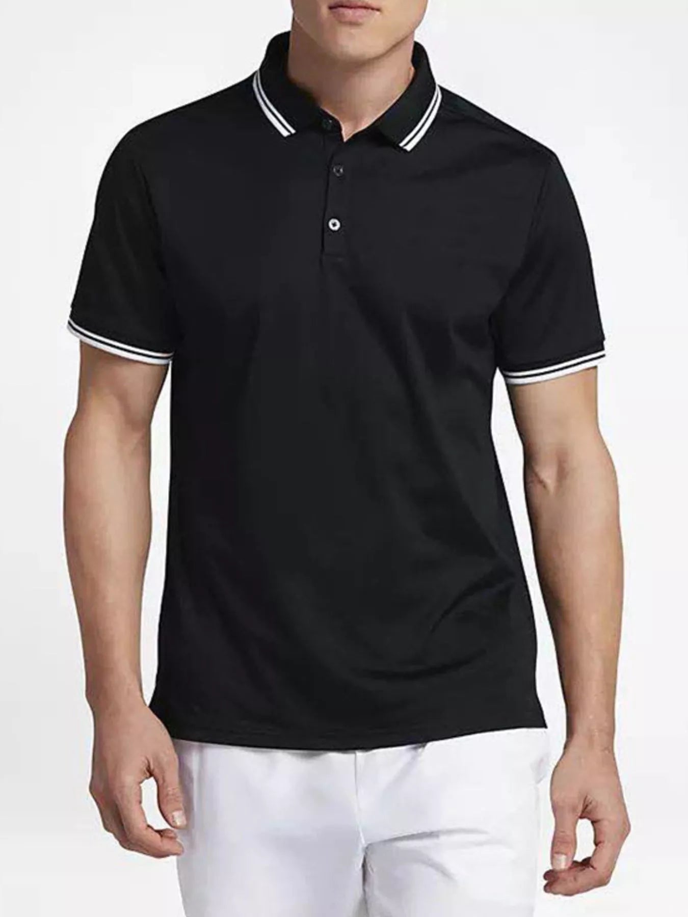 Men's Quick-Dry Short Sleeve Active Polo Black Trendsi