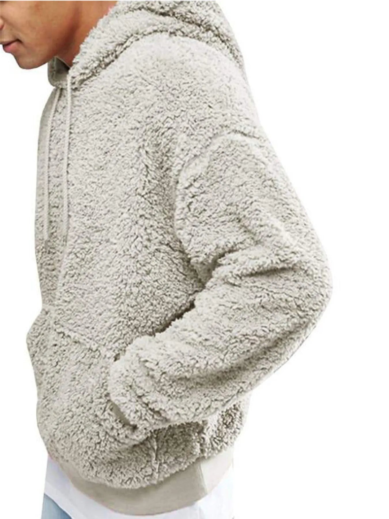 Men's Drawstring Sherpa Fleece Hoodie Trendsi